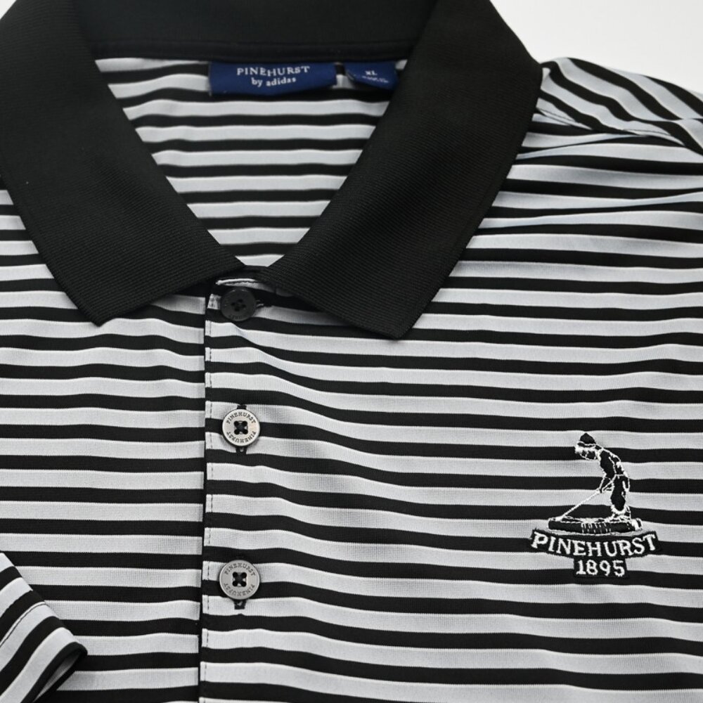 NEW Pinehurst 1895 by Adidas Putter Boy Black/Gray Stripe Wicking Polo Shirt XL